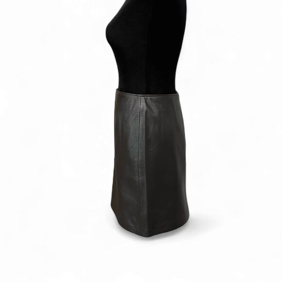 Weekend MaxMara Leather Skirt Brown Academia Fall Soft Girl Minimalist Preppy 6 - Picture 5 of 11